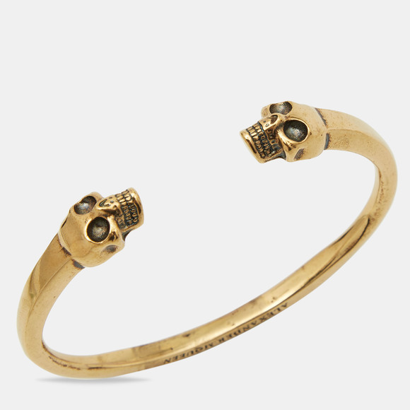 ALEXANDER MCQUEEN Gold Tone Skull Cuff Bracelet - Picture 3 of 5
